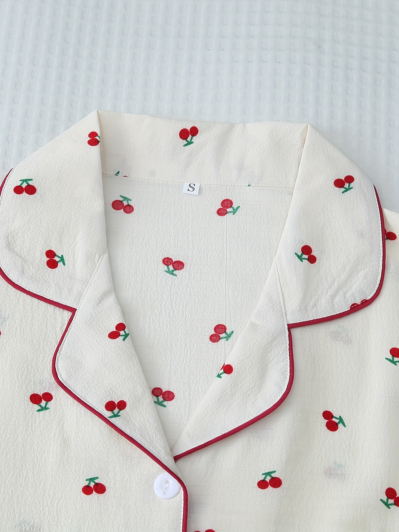 Women's Plus Size Cherry Print Cotton Sleep Dress Short Sleeve Nightshirt