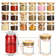 Mini Food Storage Container 5oz Glass Jar with Bamboo Lid for Herbs Sugar Salt Coffee