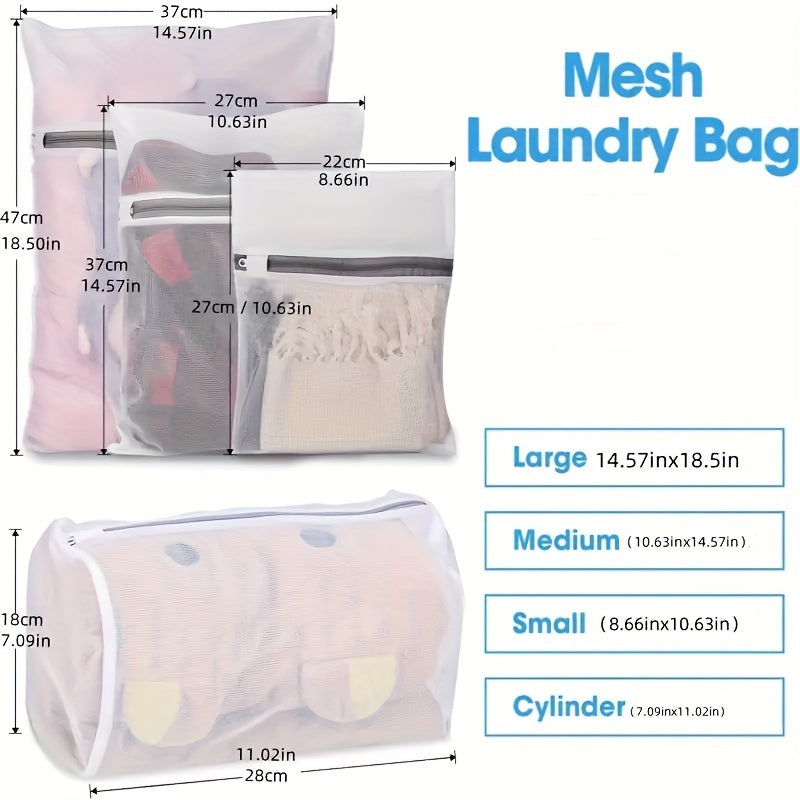 Mesh Laundry Bags Set in Various Sizes with Durable Zippers for Delicates and Travel