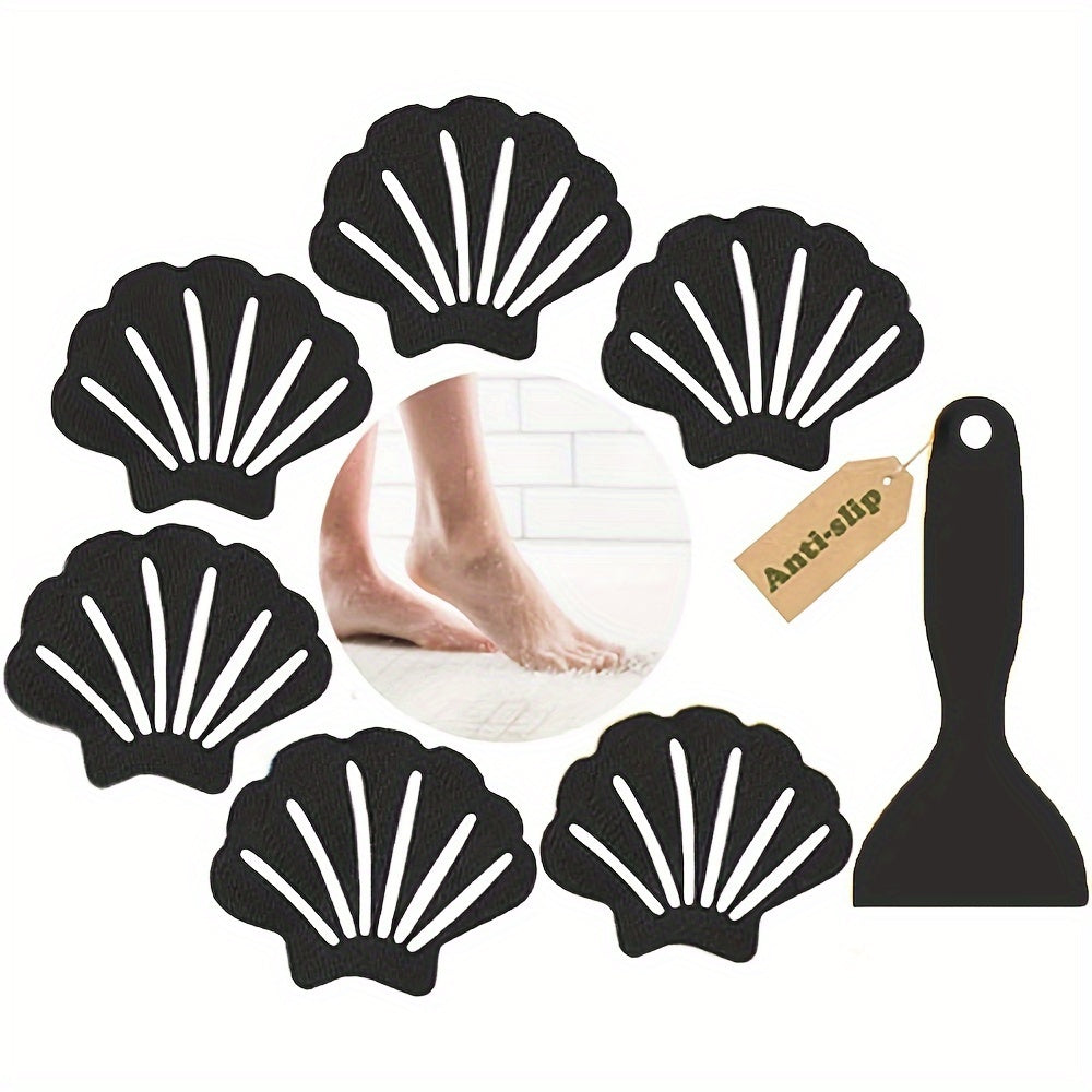 Set of 6 Non-Slip Bathroom Mats with Scraper for Bathtubs and Pool Floors