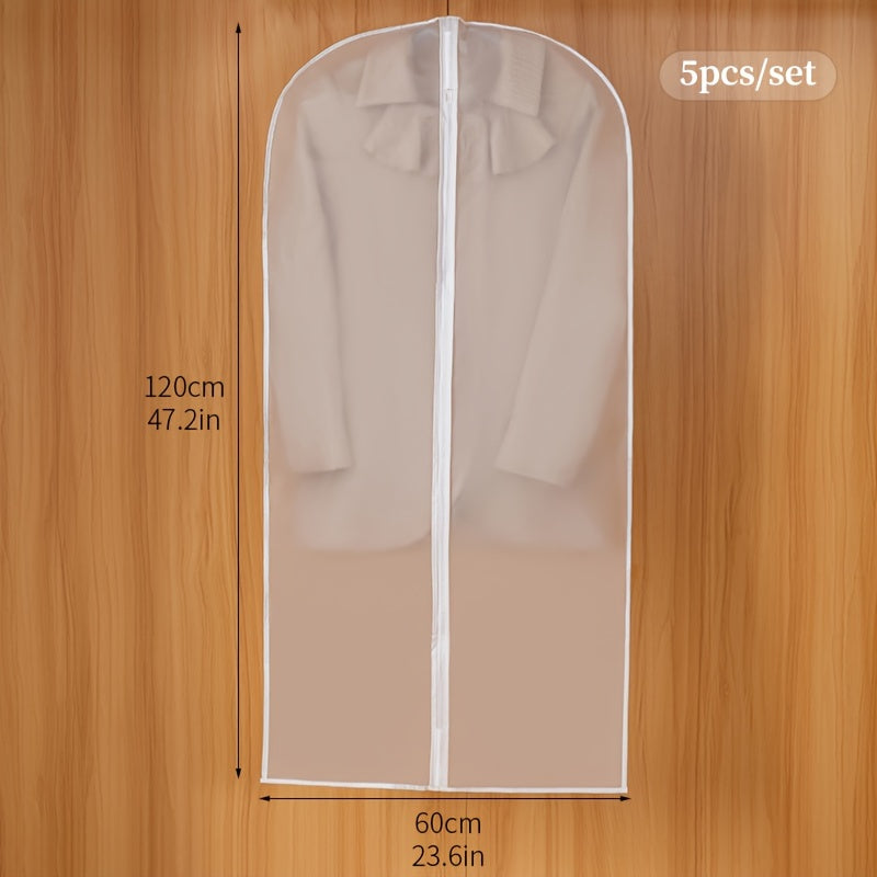Juego de 5 bolsas de protección para prendas transparentes, impermeables, con colgador y cremalleras para organización de ropa