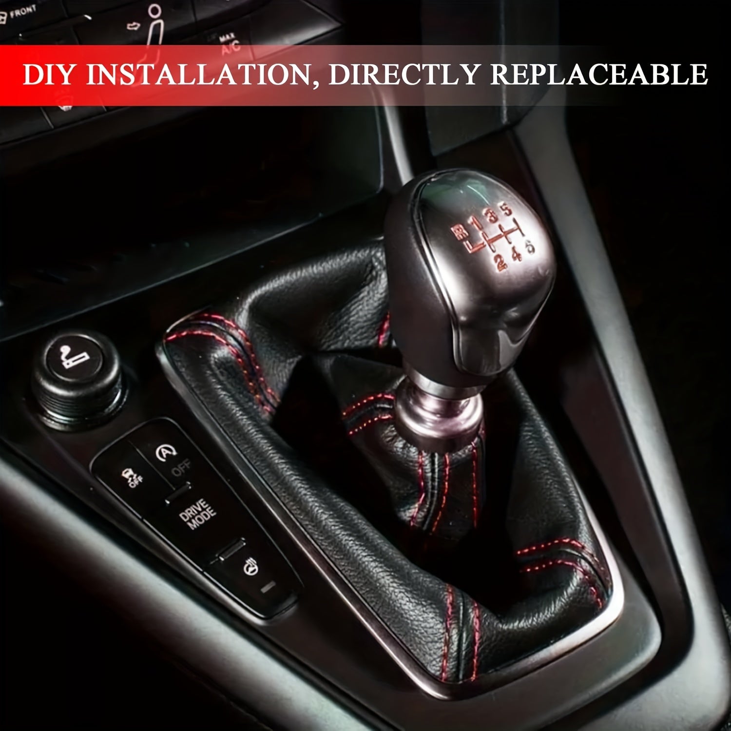 Universal PU Leather Gear Shift Knob Cover Waterproof Dust Boot for Manual Cars