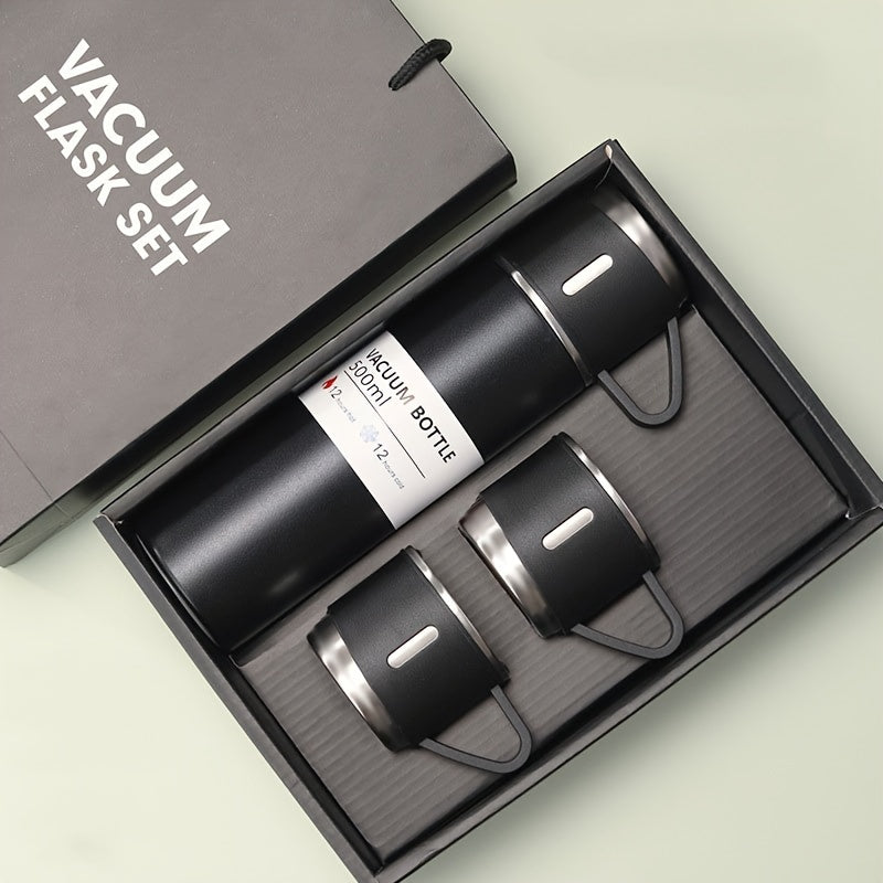 Stainless Steel Travel Mug Set with 3 Lids for Hot Cold Drinks