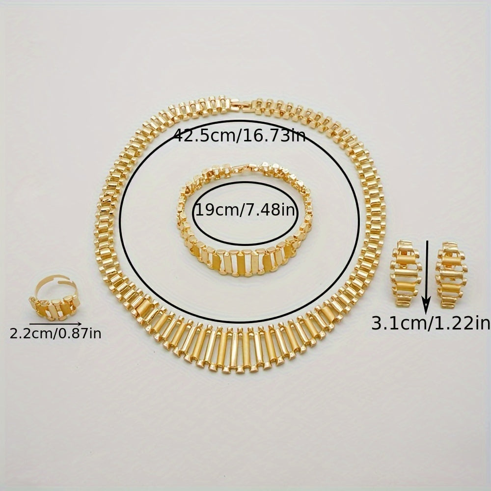 Gold-Plated Jewelry Set for Women Necklace Bracelet Earrings Ring Bohemian Style