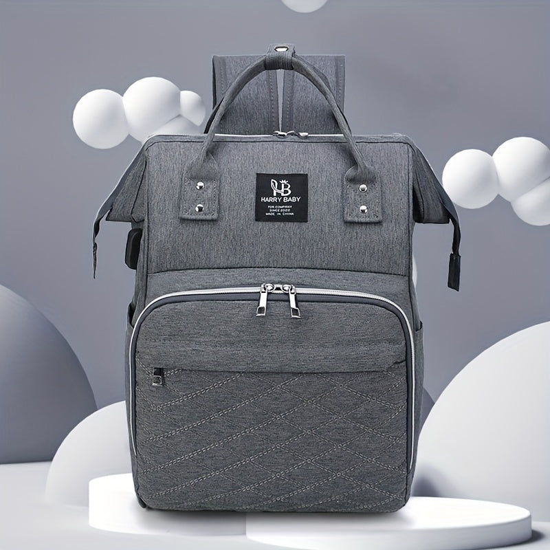 Большой водонепроницаемый серый рюкзак для мамы с подогревателем для бутылочек и карманами для утилиты