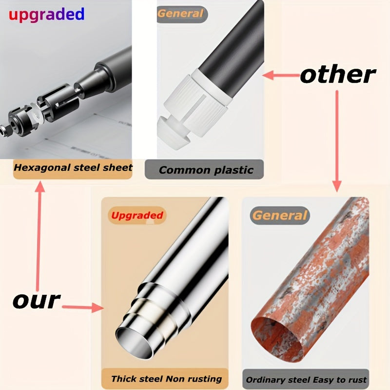 Contemporary Black Metal Spring Tension Rod for Windows, Closets, Bathrooms