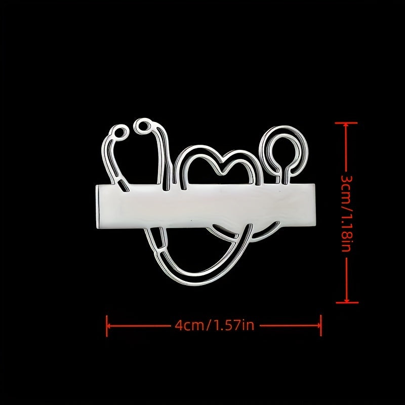 Engraved Stainless Steel Stethoscope Brooch with Customization Options for Men and Women
