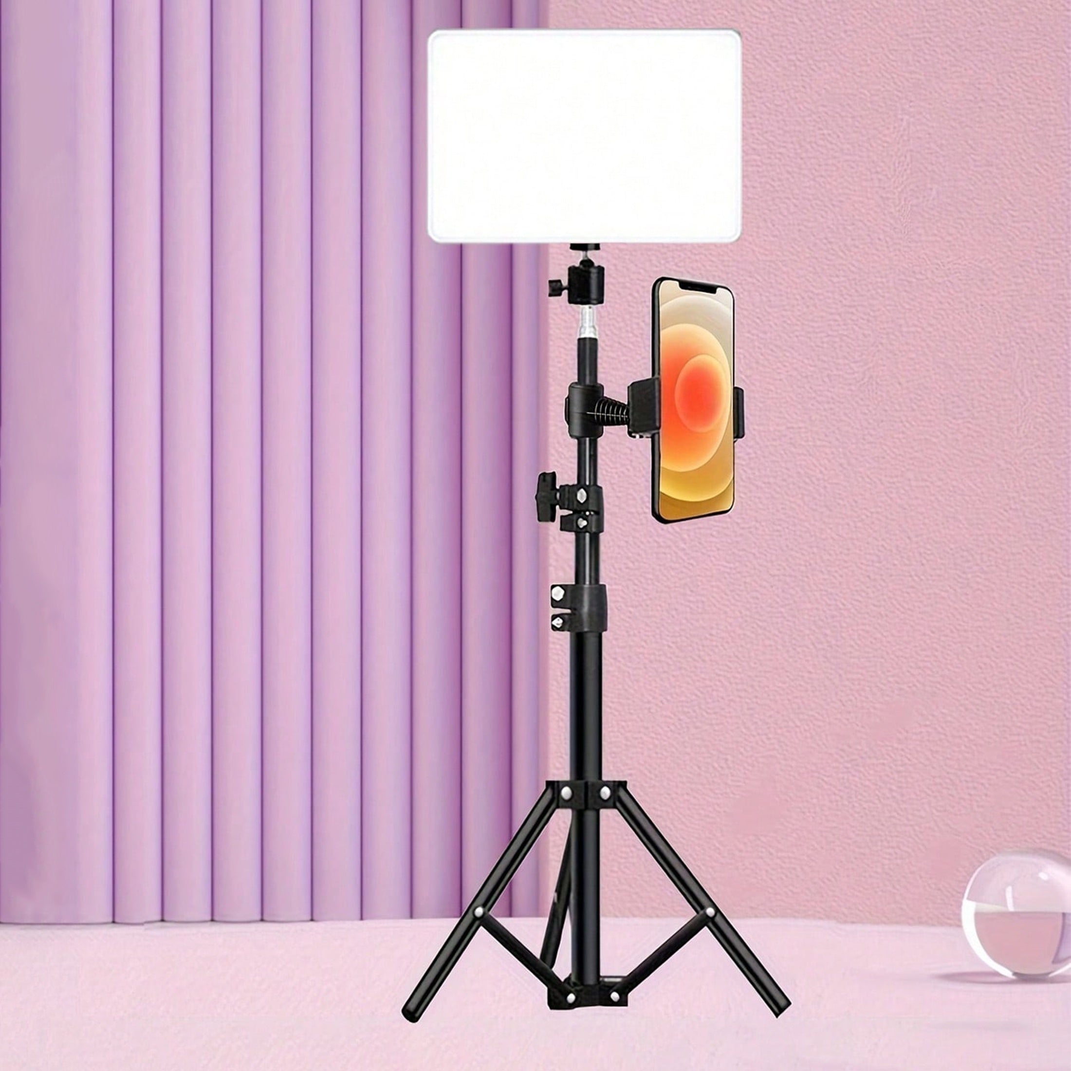 10-Inch LED Panel Light with Phone Holder and Adjustable Tripod Stand Photography Lighting Kit