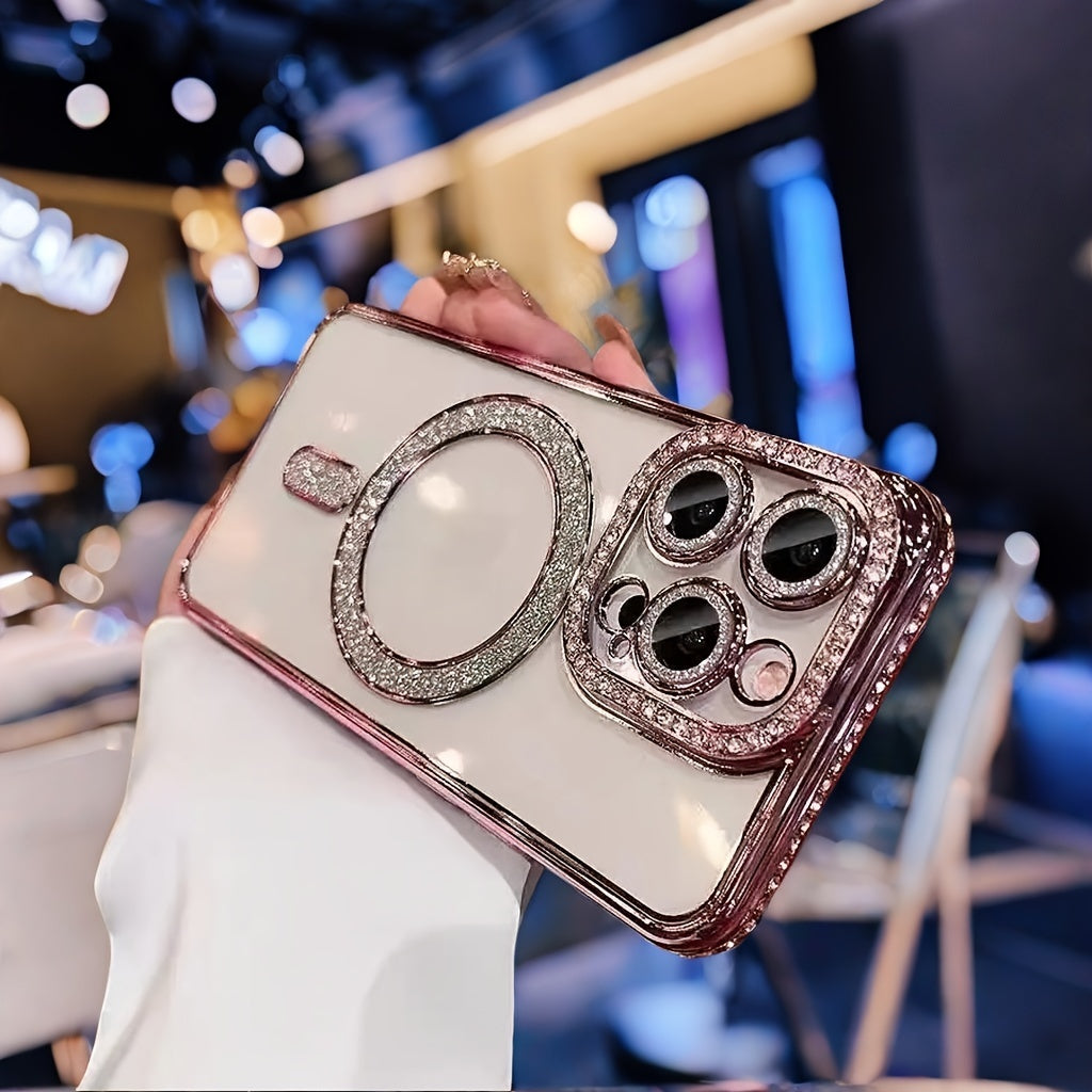 Luxury Rhinestone Magnetic Phone Case for iPhone 11 Pro Max Lens Protection