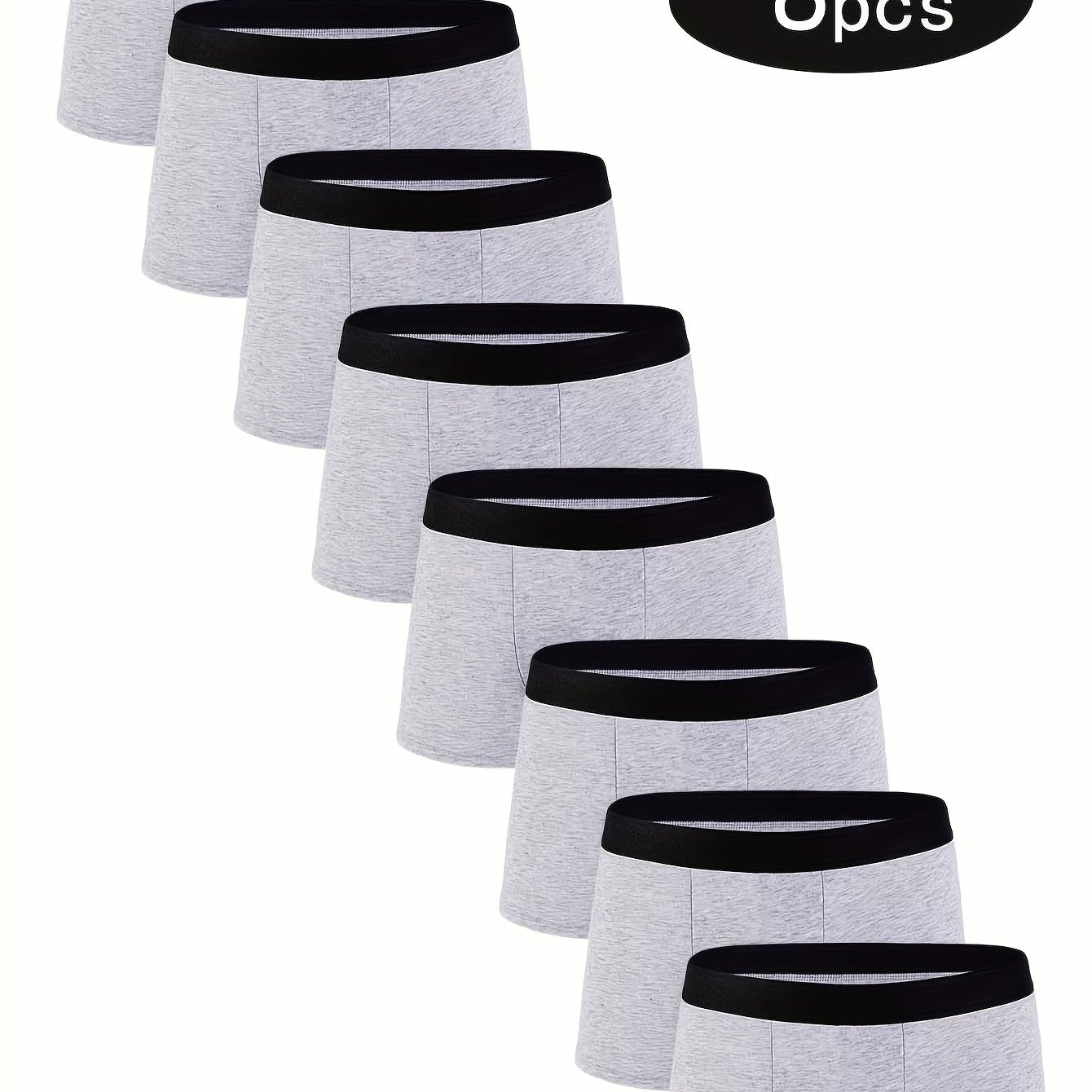 8 dona erkaklar uchun nafas oladigan paxta boxer shortlari, bir rangda, qulaylik uchun cho'ziluvchan va yumshoq.