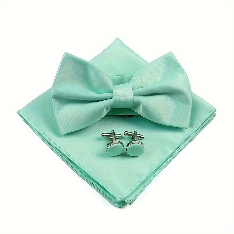 Мужской набор аксессуаров: квадратный шарф, бабочка, запонки, свадебный подарок