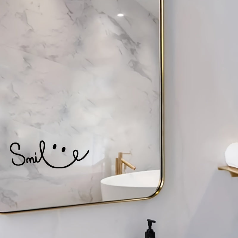 Pegatinas decorativas de vinilo con sonrisa para paredes y vehículos, a prueba de agua, removibles, arte