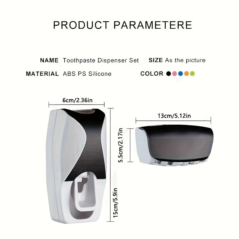 Wall-Mounted Plastic Bathroom Organizer with Toothbrush Holder and Automatic Dispenser