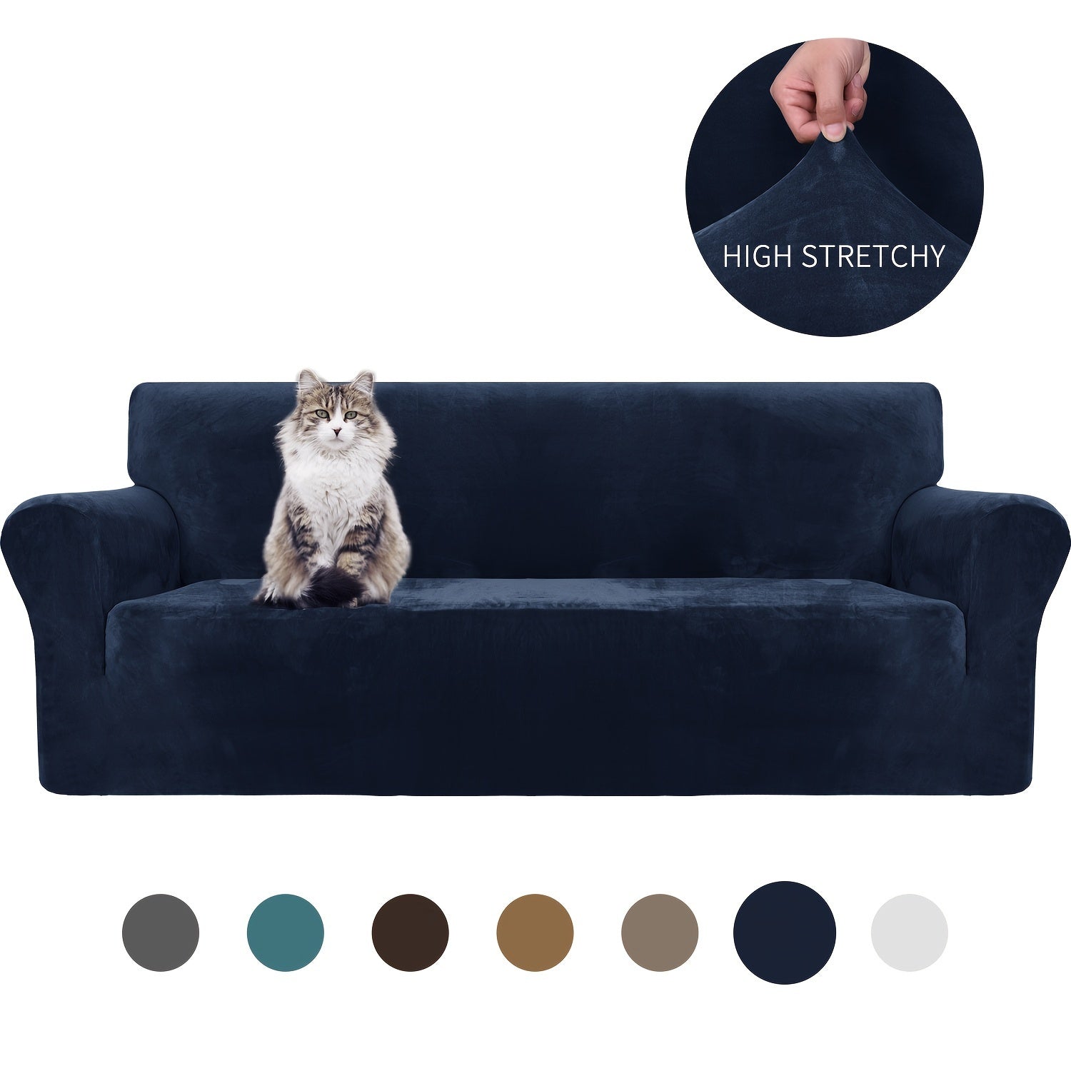Velvet Sofa Cover Elastic Bottom All Seasons Pet Scratch Protection
