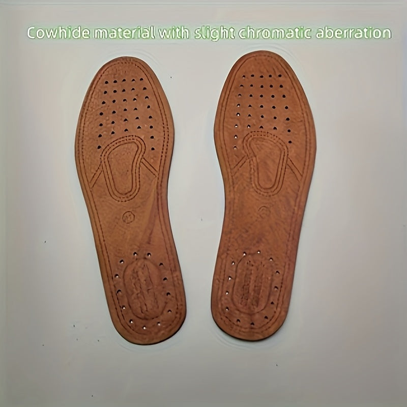 2Pcs Unisex Cowhide Shoe Pads Breathable Perforated Comfortable