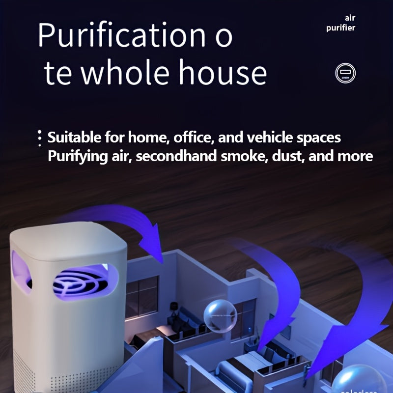 Desktop USB Air Purifier for Home Office Bedroom with Blue Light Smoke Odor Elimination