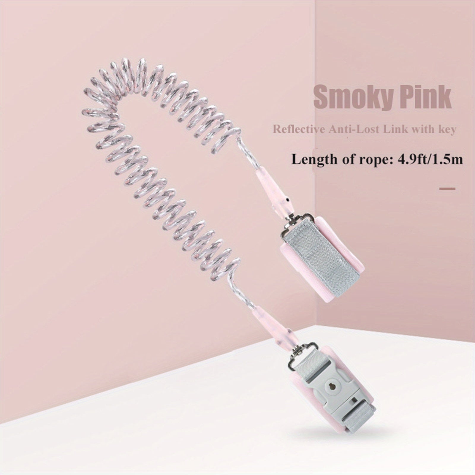 Toddler Child Safety Harness Wrist Link Leash with Key Lock Reflective Rope for Kids 1-10