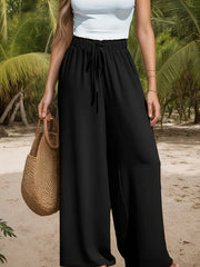 Women's Plus Size Wide Leg Pants Mint Green Casual Beach Summer Fall