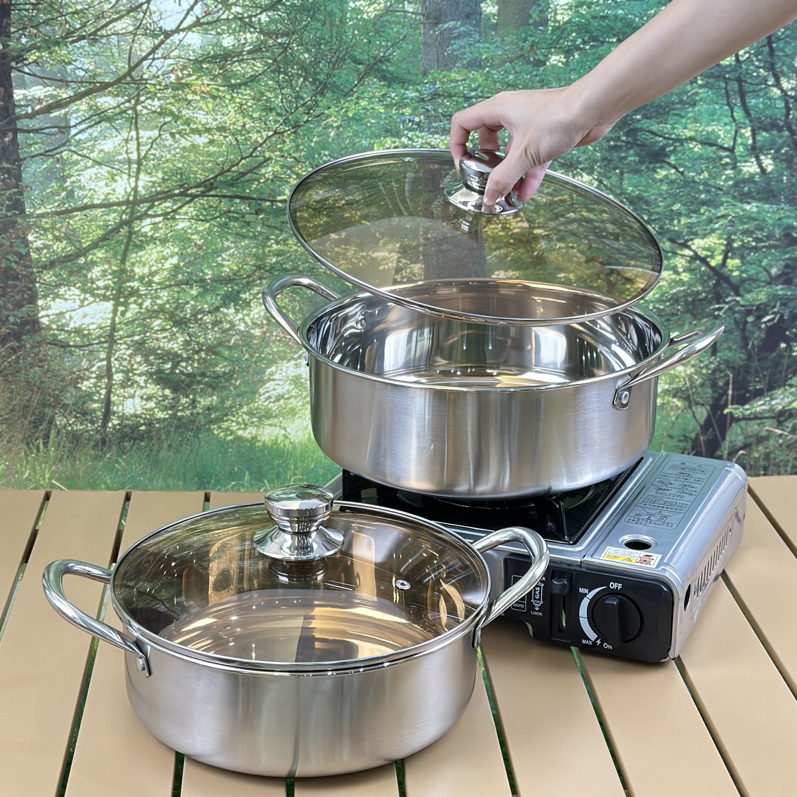 Stainless Steel Hot Pot Set Durable Extra-Thick Cooking and Soup Pots
