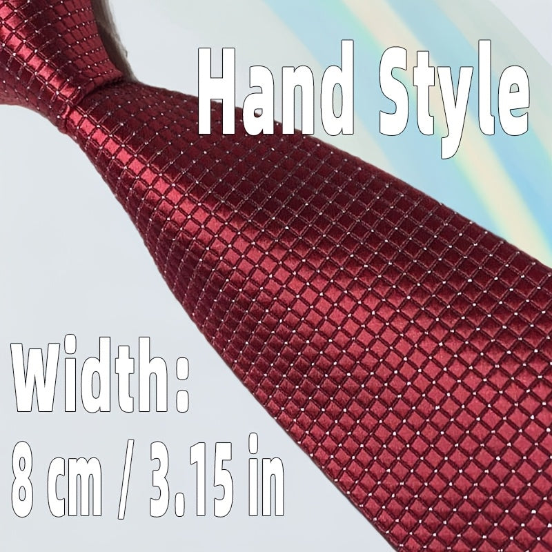 Men's Green Red Black Plaid Tie Formal Business 8cm Wide