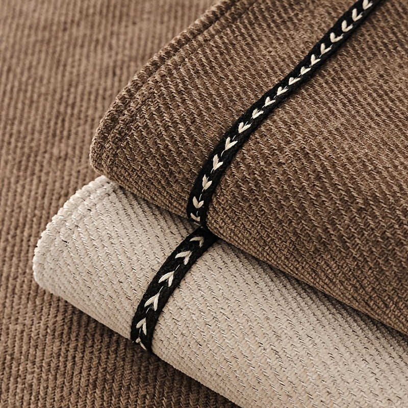 Chenille Sofa Cover with Lace Trim Non-Slip All-Season Furniture Protector Machine Washable