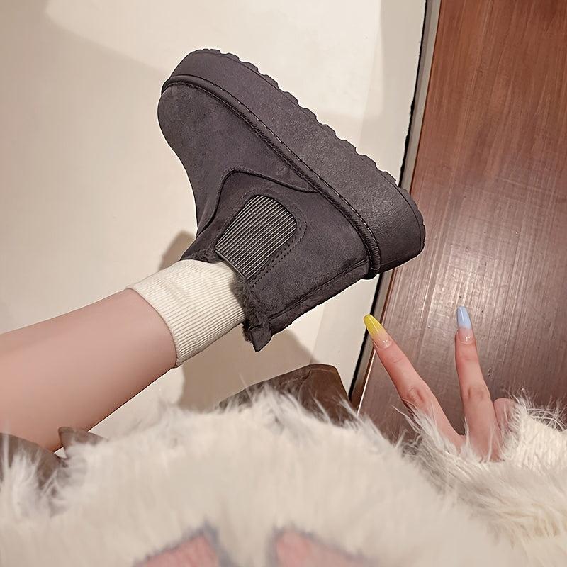 Women's Winter Snow Boots Mid-Calf Waterproof Rubber Sole Black