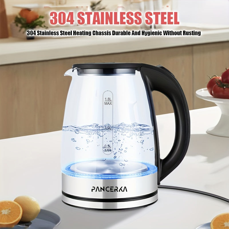 1.8L Electric Kettle Borosilicate Glass 1500W Auto Shut-Off Cool Touch