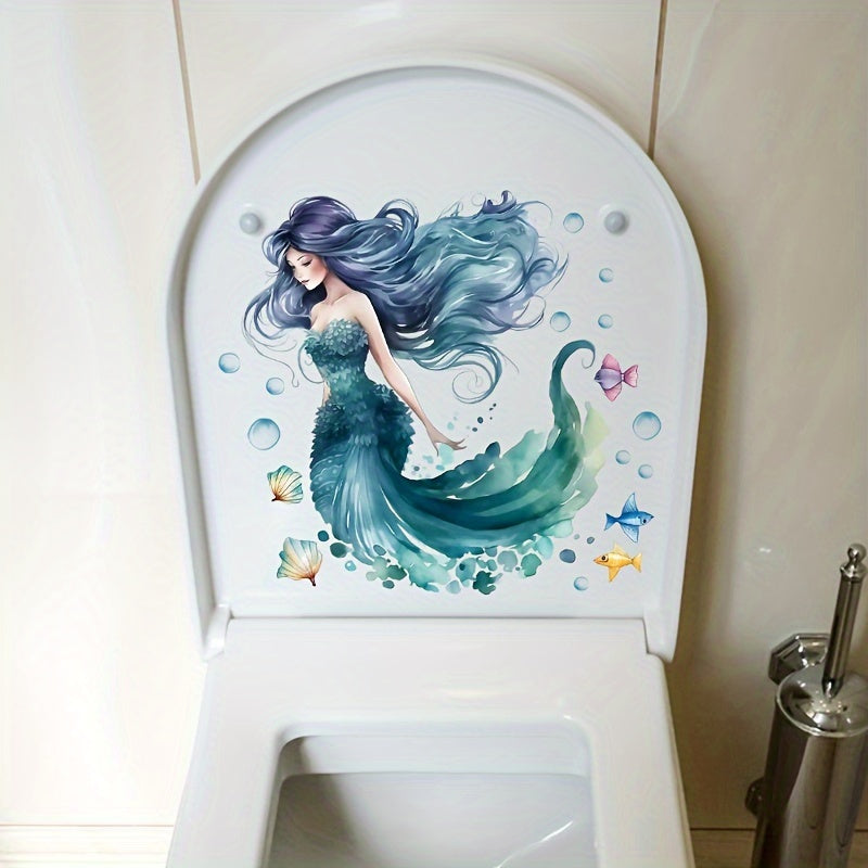 Toilet Seat Sticker Shell Sleeping Beauty Sea Theme Decorative Decal