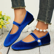 Ayollar uchun velur balet tufli, tassel detallari bilan, slip-on, kvadrat barmoqli poyabzal