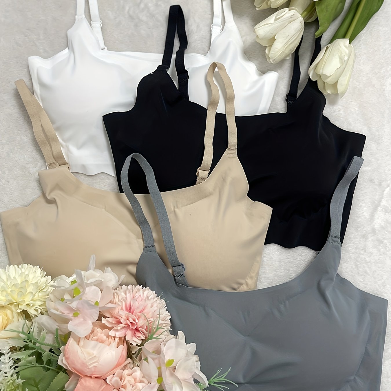 Women's Wireless Bralette with Adjustable Straps Seamless Comfort Pack of 4