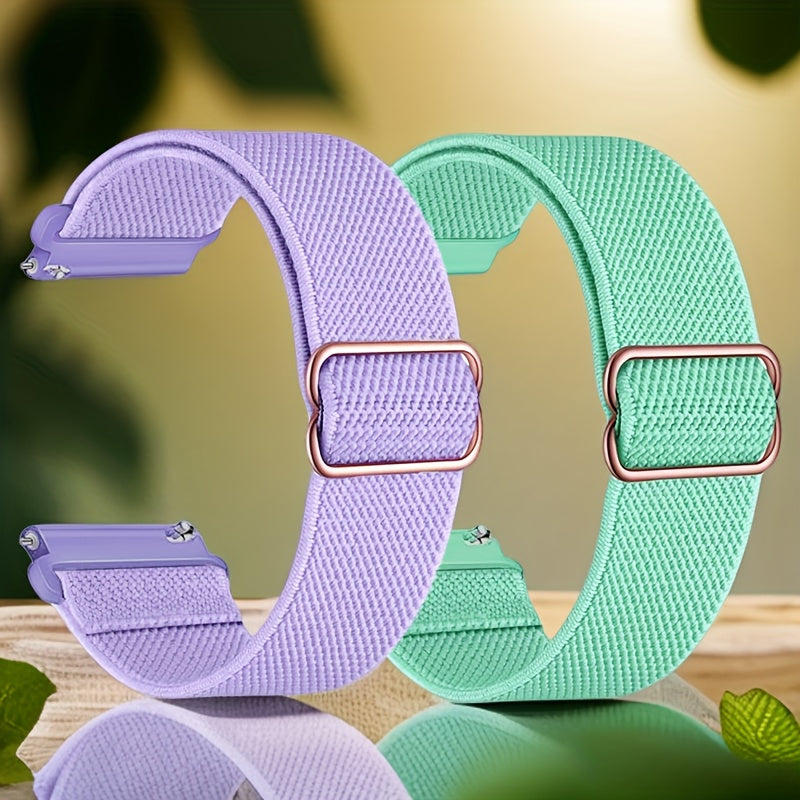 2-Pack Elastic Nylon Watch Bands for Men Women 18mm 20mm 22mm Non-Water Resistant