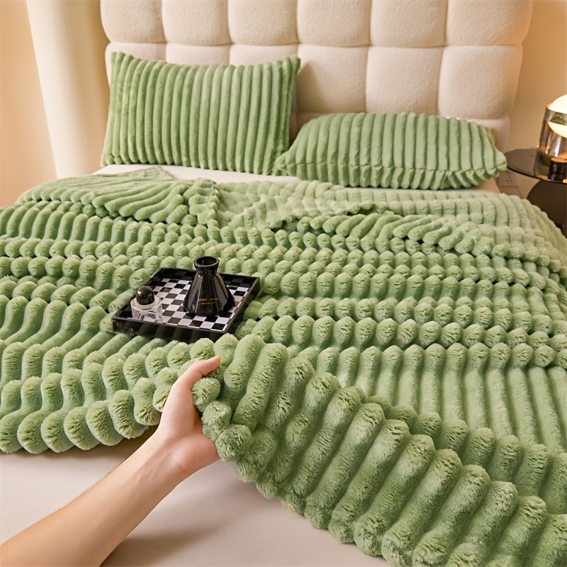 Soft Faux Rabbit Fur Throw Blanket for Couch Bed Travel All-Season Gift