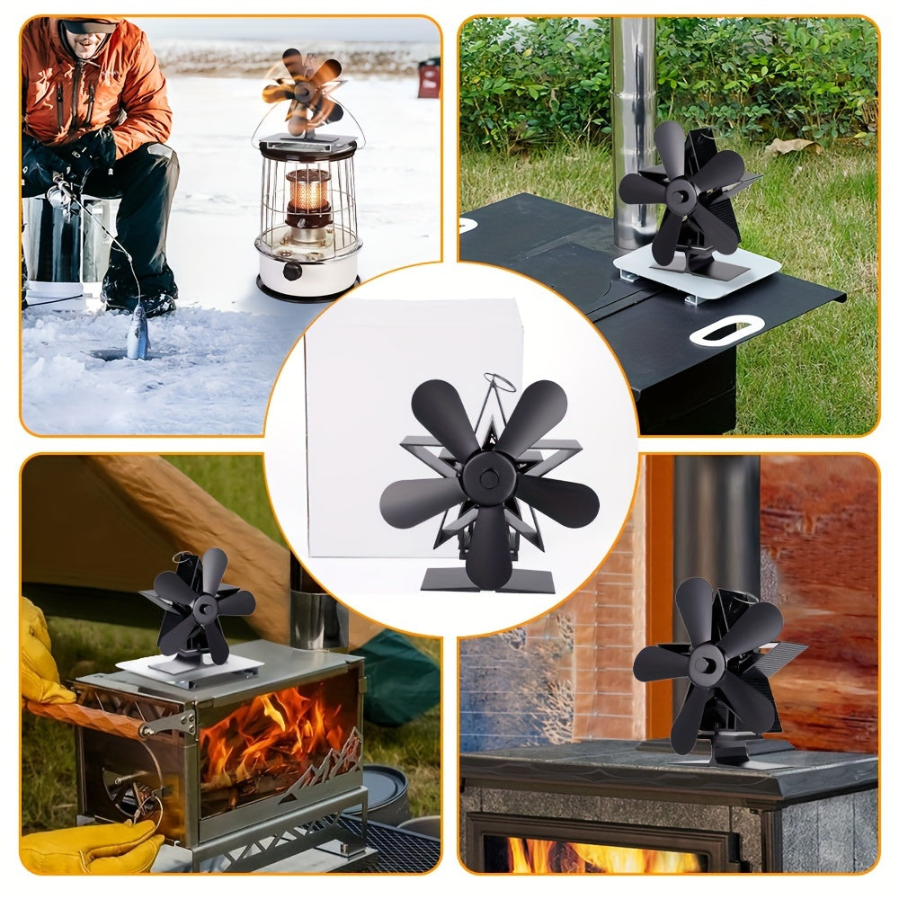 4/5 Blades Fireplace Fan Wall Mount Thermal Power Quiet Energy Saving