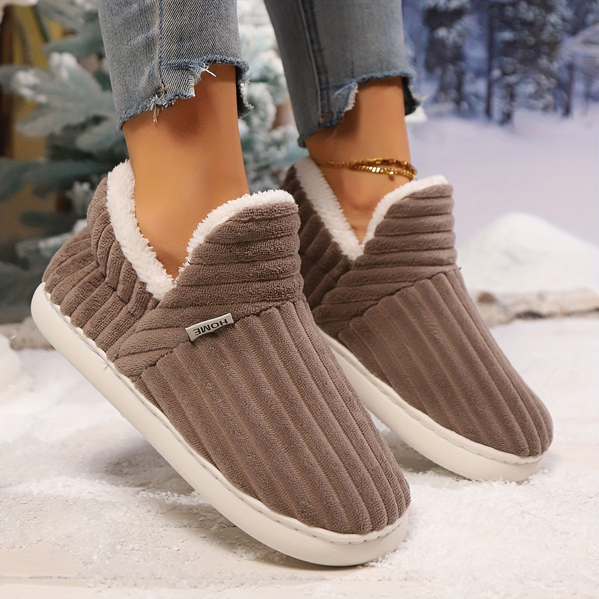 Women's Winter Slipper Boots Soft Plush Interior Slip-On Indoor Outdoor