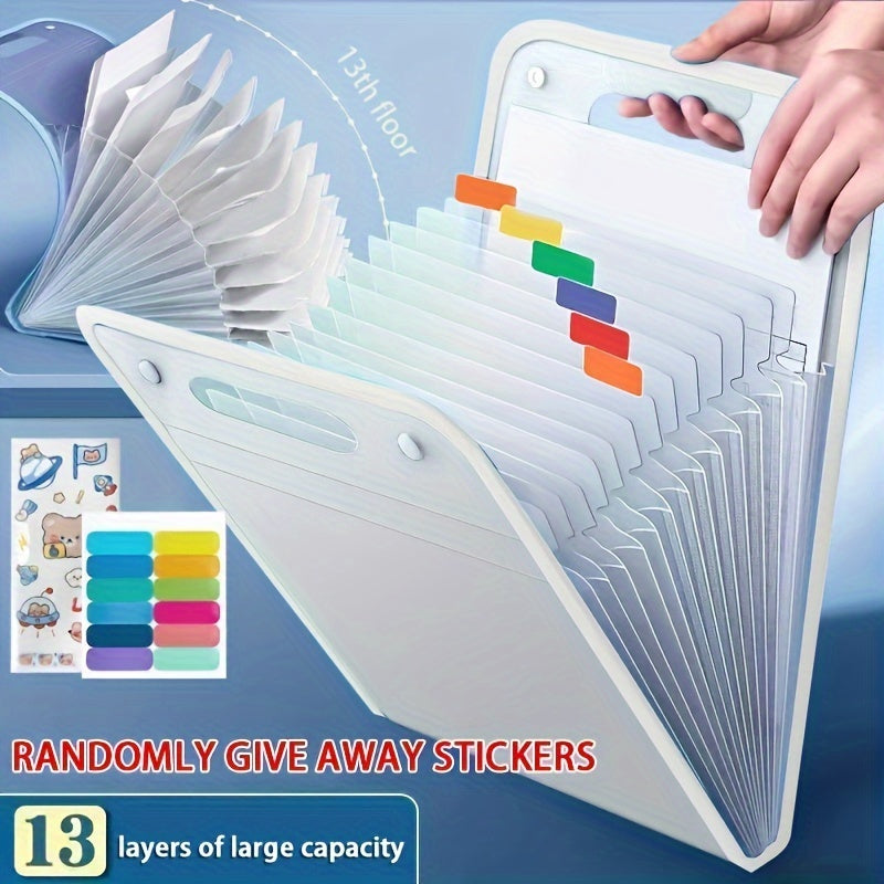 Waterproof A4 Vertical File Organizer with 13 Pockets Multi-Color PP Office Storage