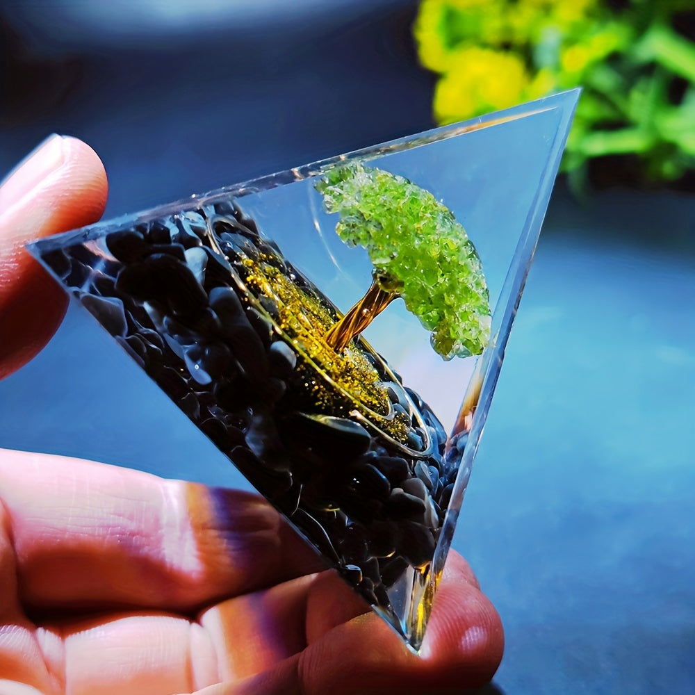 Reiki Orgone Pyramid Chakra Energy Balance Crystal Meditation Tool Resin Jewelry Ornament
