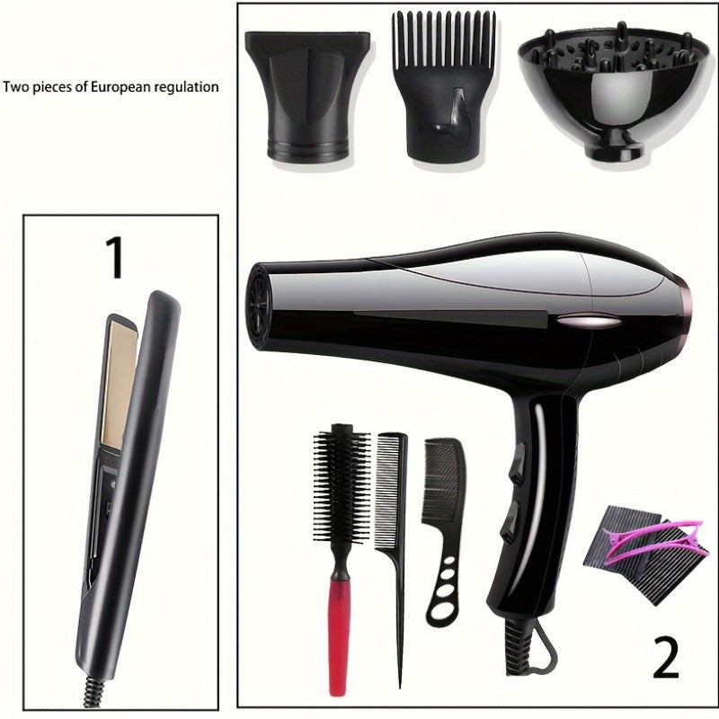 Set profesional de secador de pelo y plancha con difusor y accesorios 2100W 220V enchufe europeo