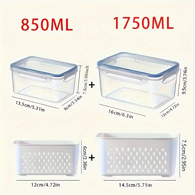 4-Piece Refrigerator Storage Bins Set Leak-Proof Airtight Food Safe