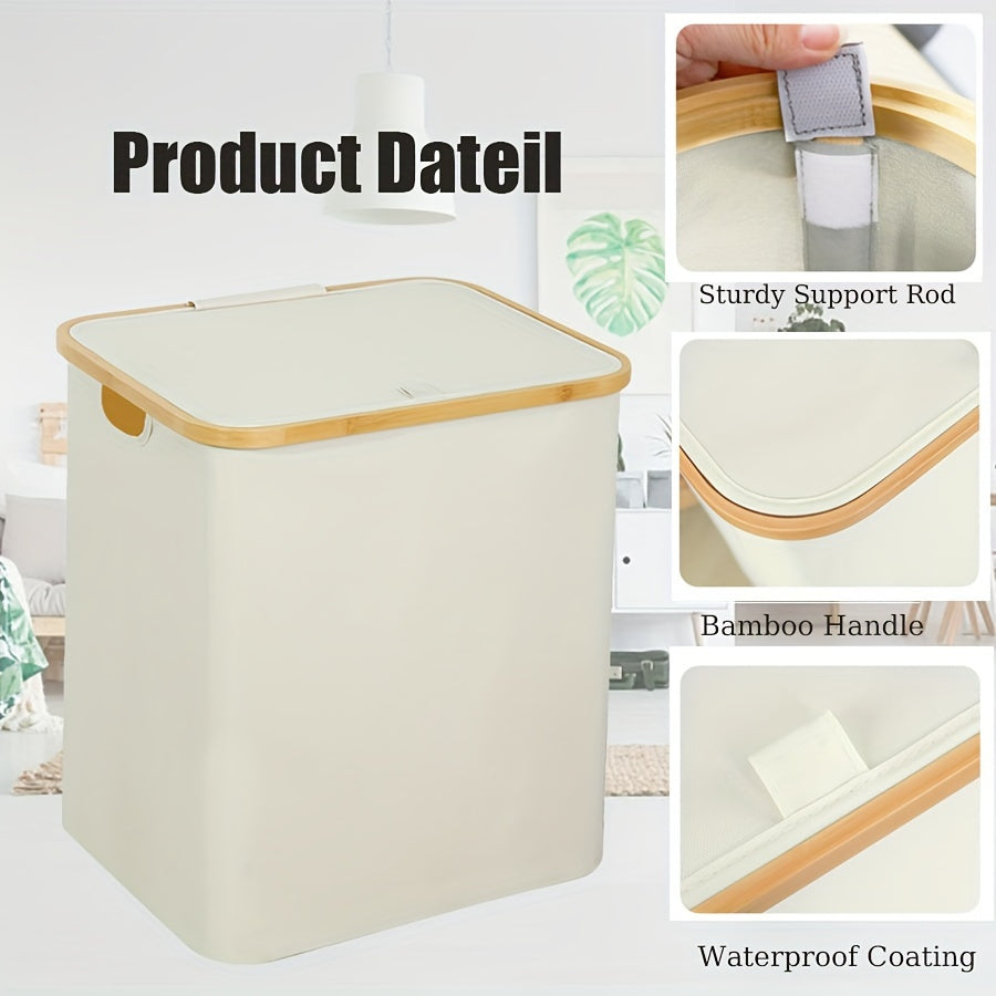 Bamboo Laundry Hamper 60L Foldable Waterproof Collapsible Closet Bathroom Storage