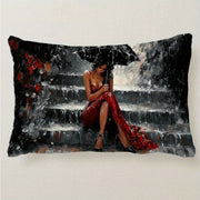Stylish Red Dress Woman Pillowcase 50.8x30.48cm for Home Decor and Sofa