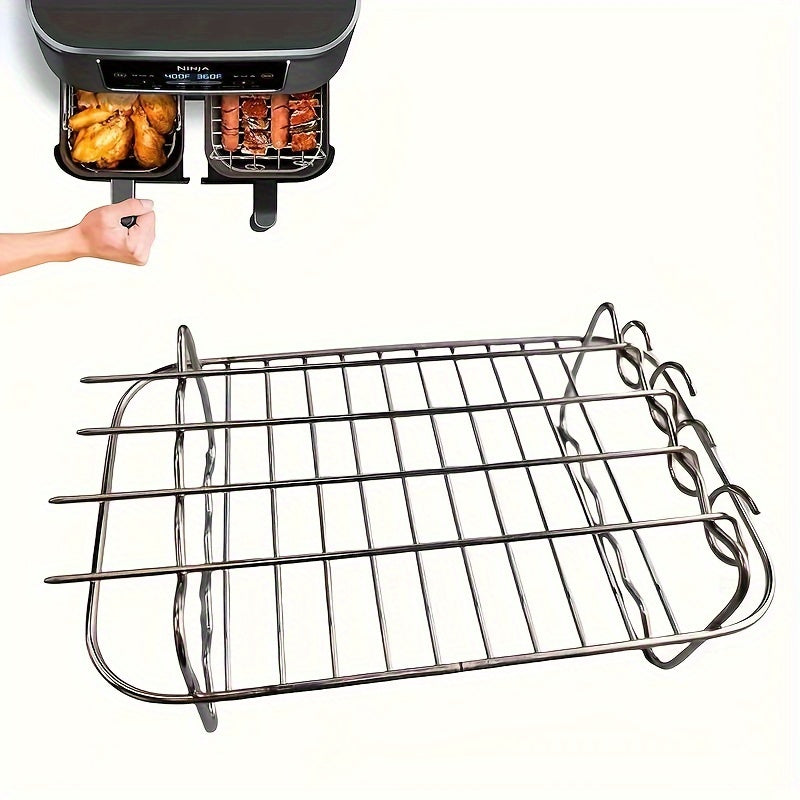Stainless Steel Air Fryer Rack with Skewers Multi-Purpose BBQ Grill Accessory