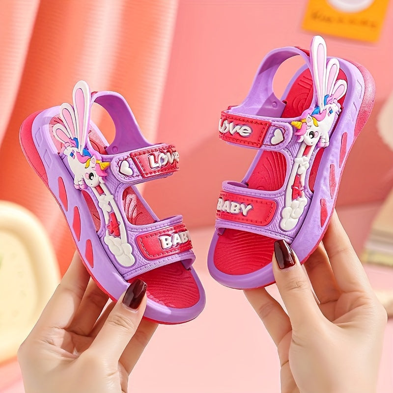 Girls Summer Open Toe Sandals Animal Print Non-Slip Breathable Casual