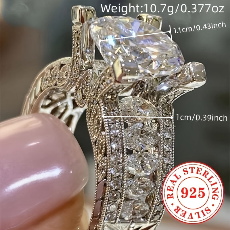 Sterling Silver 925 Wedding Ring with Cubic Zirconia and April Birthstone