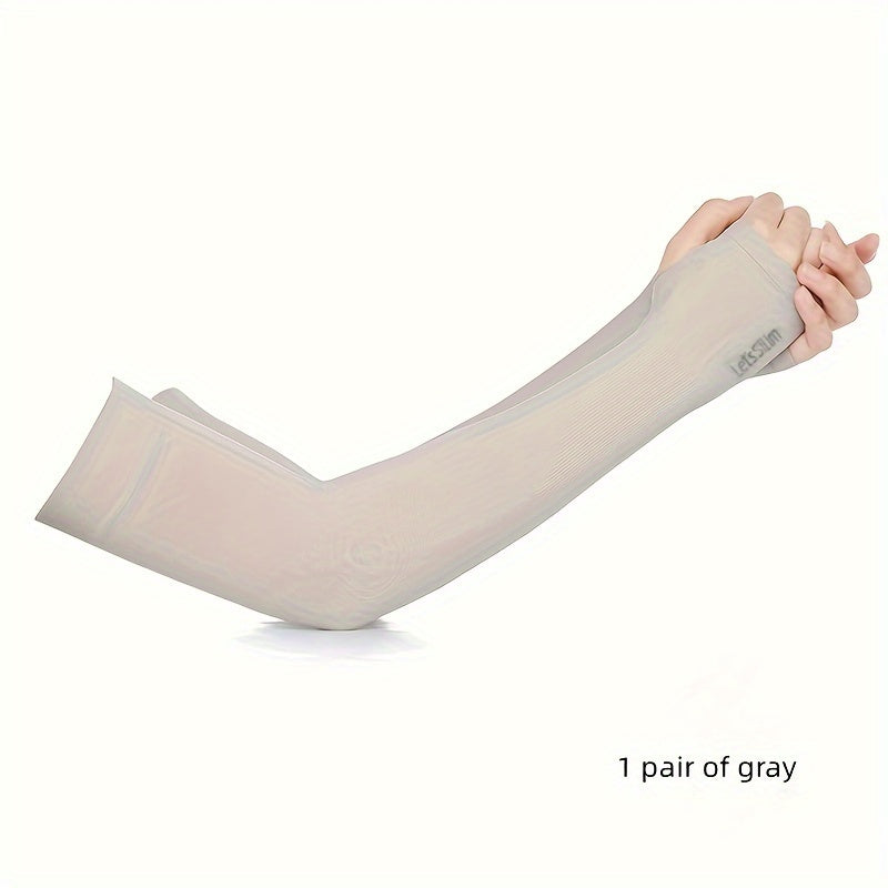 Mangas de protección solar de nylon para hombres y mujeres, cubre brazos con protección UV y dedos