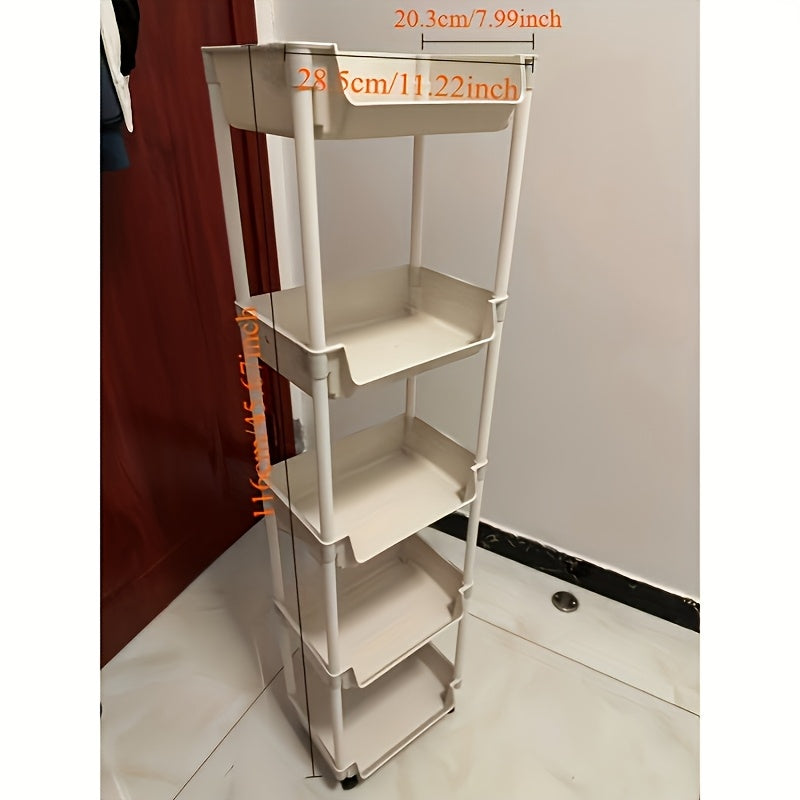 Carro de almacenamiento con 5 niveles y ruedas multifuncional con estantes ajustables para cocina, baño, dormitorio y oficina