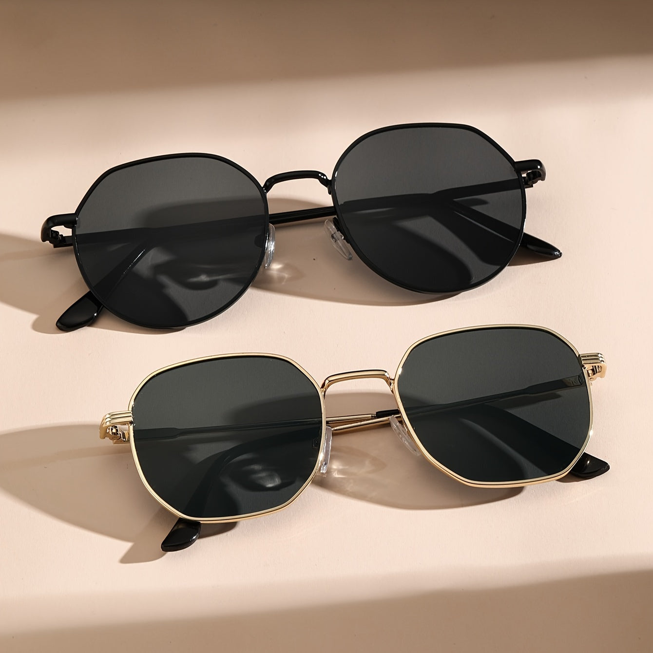 Oval Metal Frame Anti-Reflective Glasses Set of 2 for Women Casual Outdoor Sports