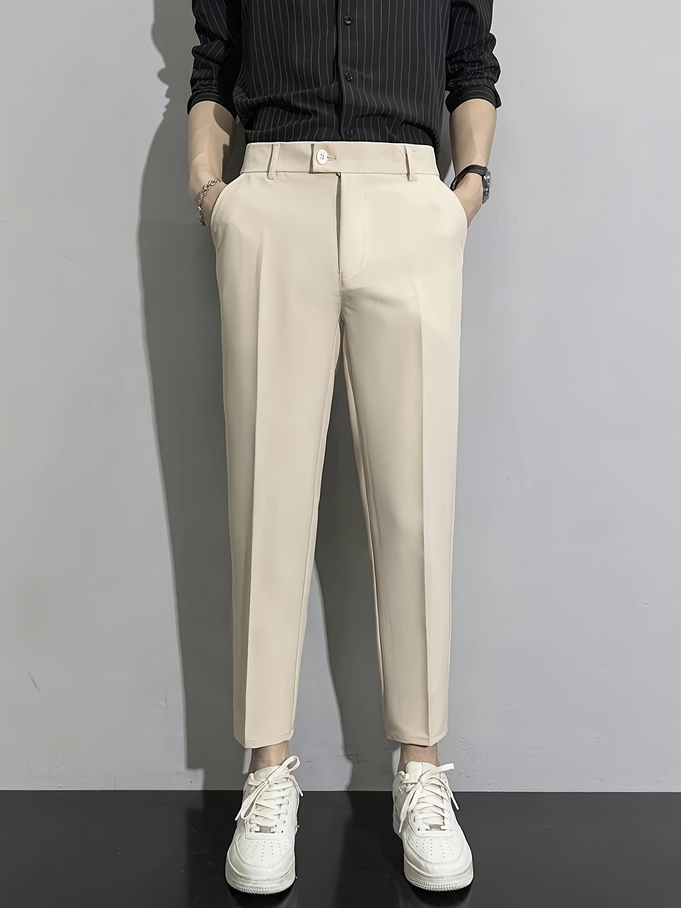 Women's Skinny Business Trousers Polyester Solid Color All-Season Stylish