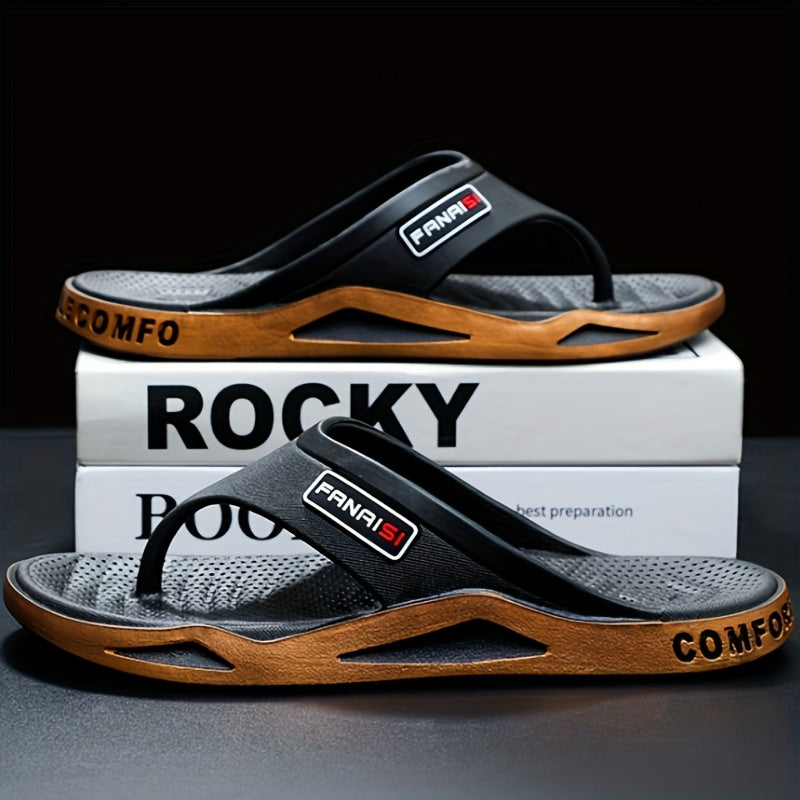 Men's Lightweight EVA Flip Flops for Beach Camping Casual Black White