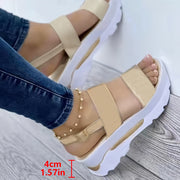 Women's Summer Sandals Open-Toe Breathable Flat Cushioned Sole Black