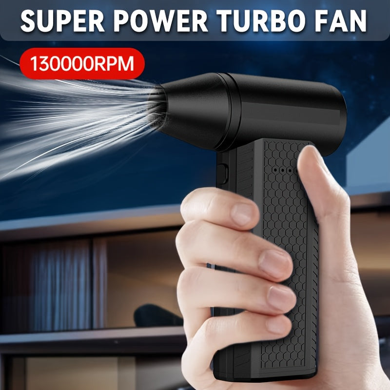 Black Portable Wearable Fan with Turbo Jet Technology, 3 Speeds, USB Rechargeable